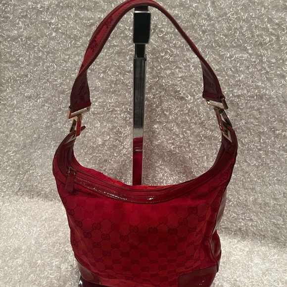 Gucci GG Shoulder Monogram Red Canvas Hobo bag Women’s - Picture 5 of 14